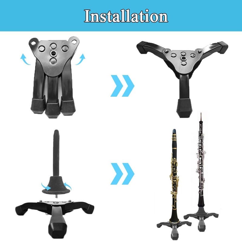 Coret Flute and bB Clarinet stand, Solid Flute Stand, Portable Foldable Tripod Holder Desk Stand for Flute Woodwind Instrument，with protective flocking fiber coating - Image 3